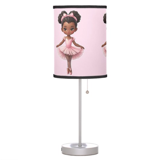 Black Girl Pink Ballerina Ballet Table Lamp (Left)