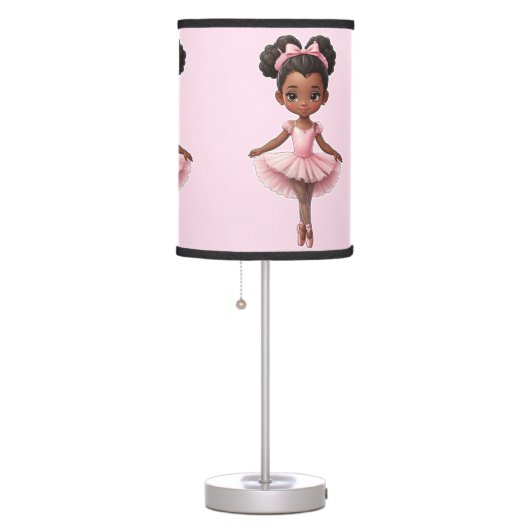 Black Girl Pink Ballerina Ballet Table Lamp (Right)