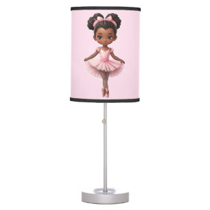Black Girl Pink Ballerina Ballet Table Lamp