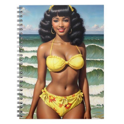 Black Girl Pinup Melanin Bikini Model Notebook