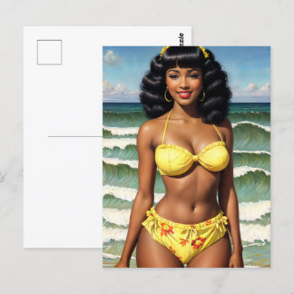 Black Girl Pinup Melanin Bikini Model Postcard