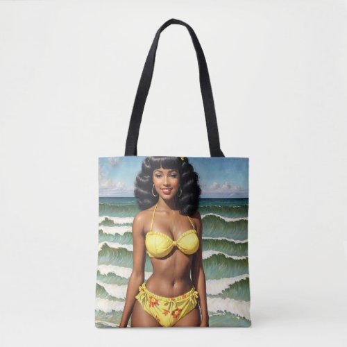 Black Girl Pinup Melanin Bikini Model Tote Bag