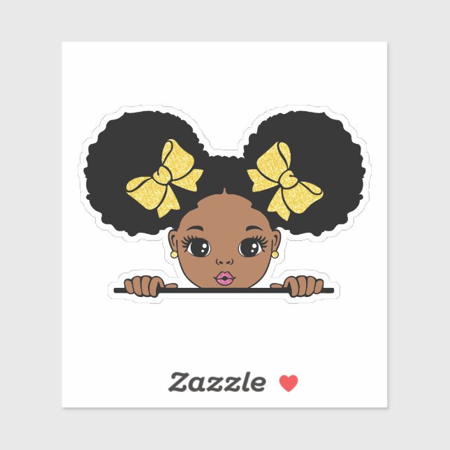 Black Girl Puff Hair Sticker (Sheet)