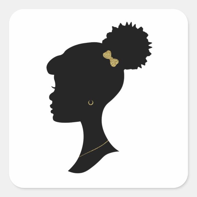 Black Girl Puff Silhouette Sticker (Front)