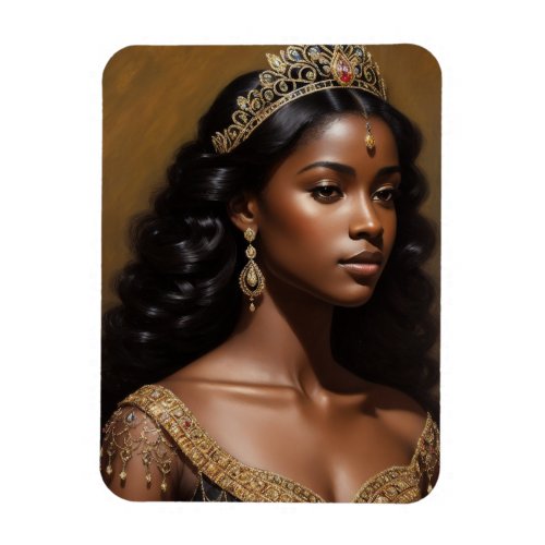 Black Girl Queen Wearing Gold Crown Magnet