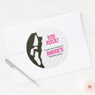 Black Girl Rock Climbing Birthday Classic Round Sticker