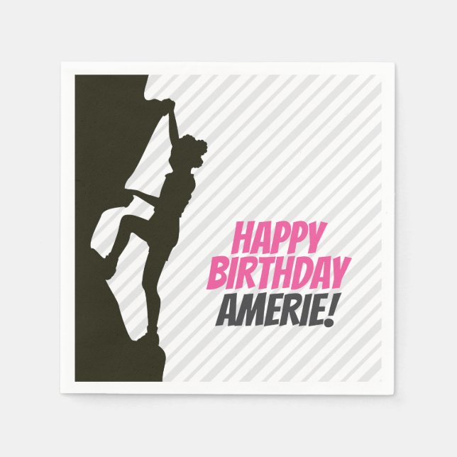 Black Girl Rock Climbing Party Napkins (Front)