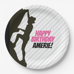 Black Girl Rock Climbing Party Paper Plates