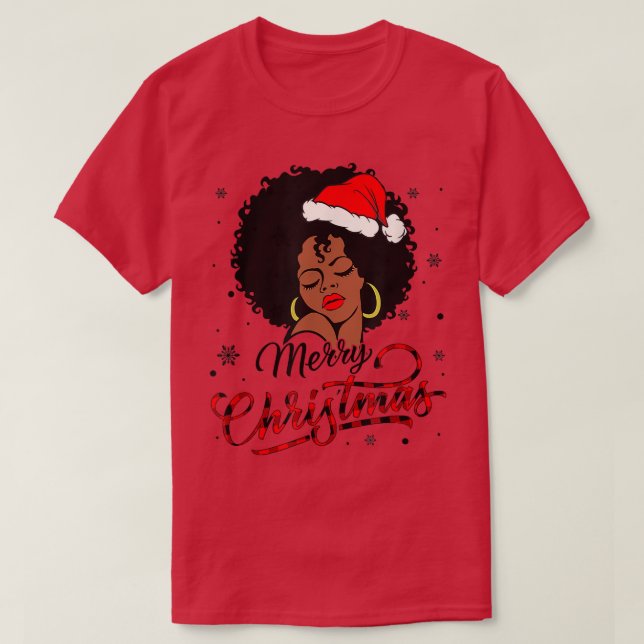 Black Girl Santa Hat Afro Merry Christmas Sweater  (Design Front)