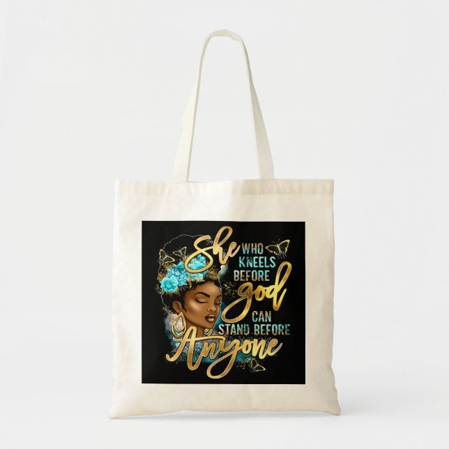 Black Girl She Who Kneels Before God Christian Afr Tote Bag (Front)