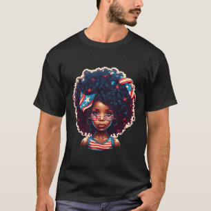 Black Girl Us Flag Melanin 4th Of July African Ame T-Shirt