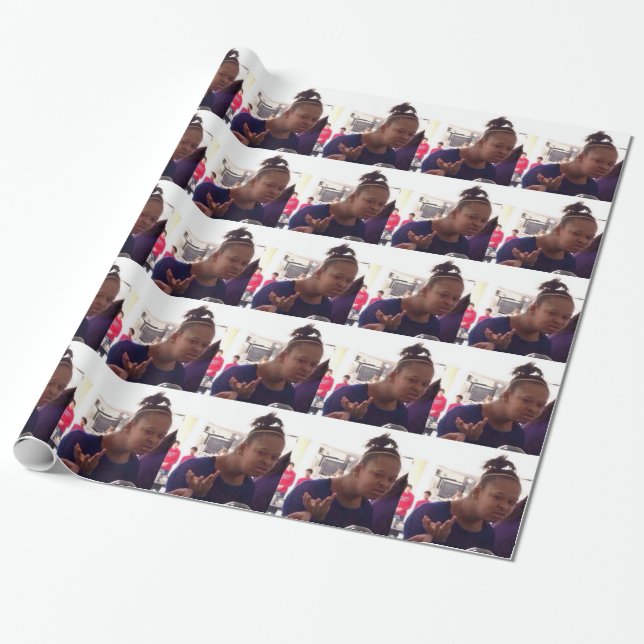 Black girl what meme wrapping paper (Unrolled)