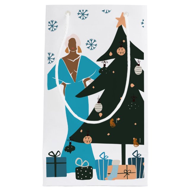 Black Girl White Hair  Christmas Gift Bag (Front)