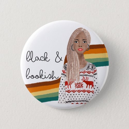 Black Girl with Blonde Braids Book Lover Button