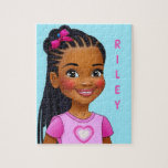 Black Girl With Braids Personalized Jigsaw Puzzle<br><div class="desc">Your little girl will love putting together this beautiful puzzle personalized with her name.</div>