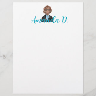 Black Girl with Glasses Personalized Letterhead