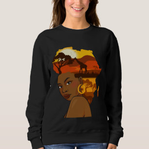 Black Girl Woman Afro Hair African Continent Black Sweatshirt