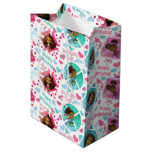 Black Girls and Geometric Shapes Birthday Medium Gift Bag