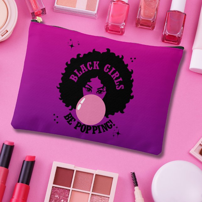 Black Girls Be Popping Afro Bubblegum Accessory Pouch (A bold pop of color and confidence for every glow-up moment.)