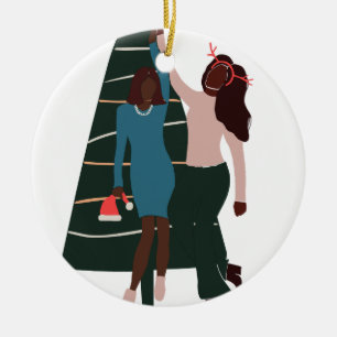 Black Girls Best Friend Christmas Ceramic Ornament