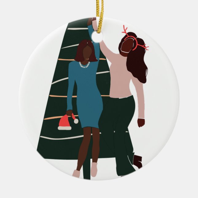 Black Girls Best Friend Christmas Ceramic Ornament (Front)