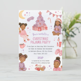 Black Girls Christmas Slumber Party Invitation