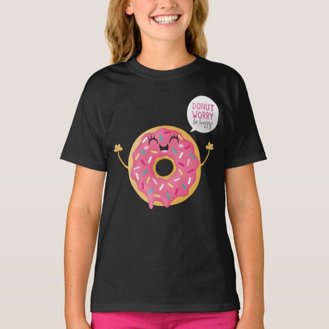 Black Girls Hoodie Sweets Donut Worry Be Happy (Front)