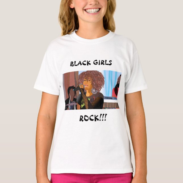 Black girl's rock tee (Front)