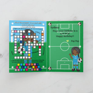 Black Girls Soccer Secret Message Happy Birthday Card