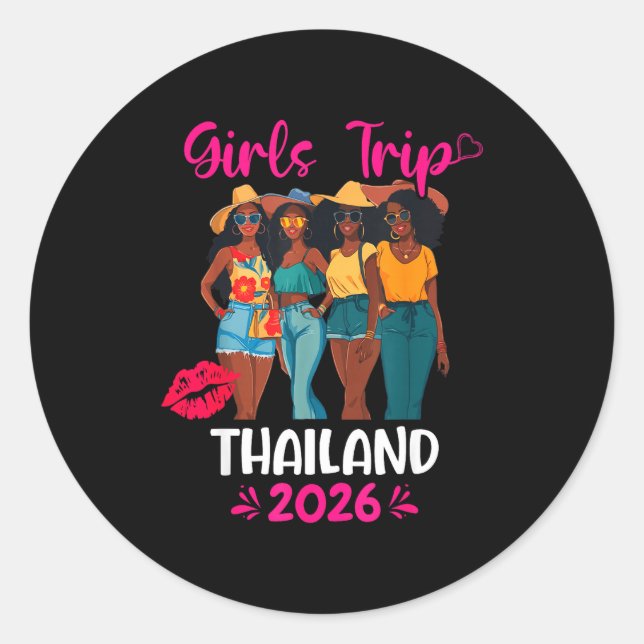 Black Girls Trip Thailand 2026 Vacation Matching  Classic Round Sticker (Front)