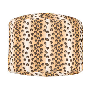 Black Girls with Afros Leopard Print  Pouf