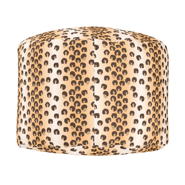 Black Girls with Afros Leopard Print  Pouf (Back)