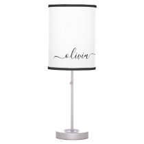 Black Girly Monogram Name Modern Table Lamp