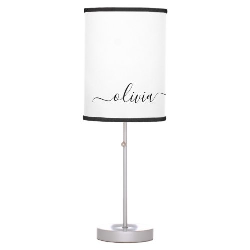 Black Girly Monogram Name Modern Table Lamp