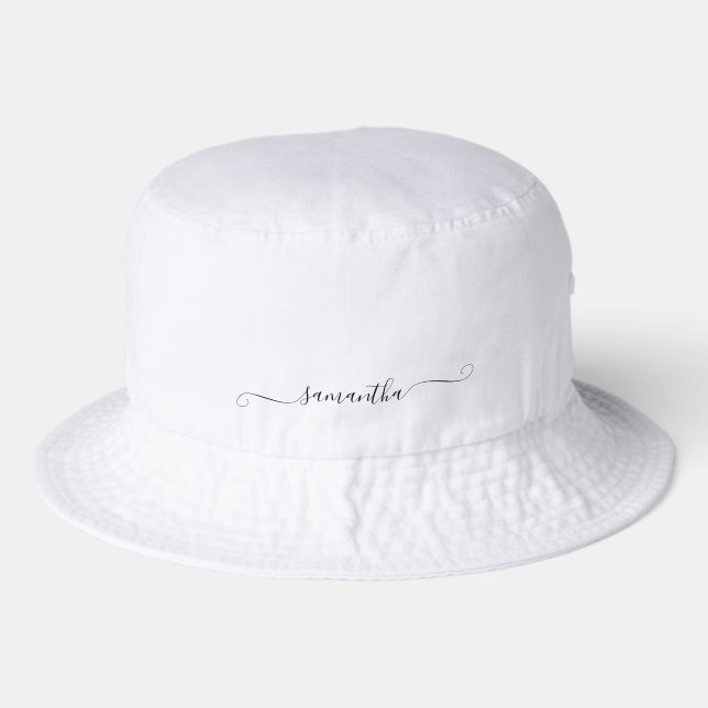 Black Girly Swash Signature Name Bucket Hat (Front)