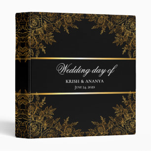 Black Glam and Gold Wedding Planner 3 Ring Binder