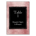 Black Glam Blush Pink Sparkle Table Number