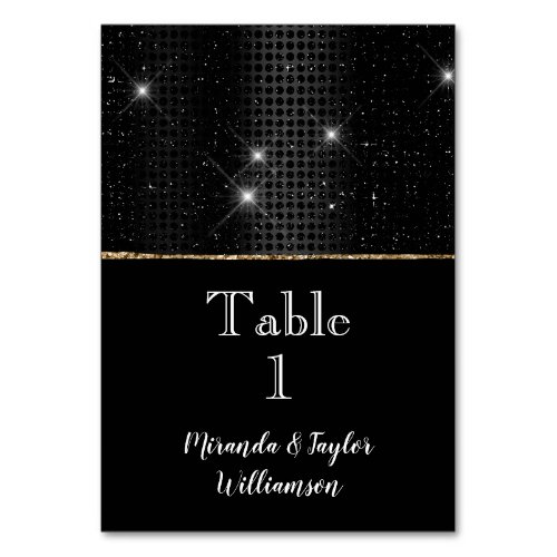 Black Glam Dots Table Number