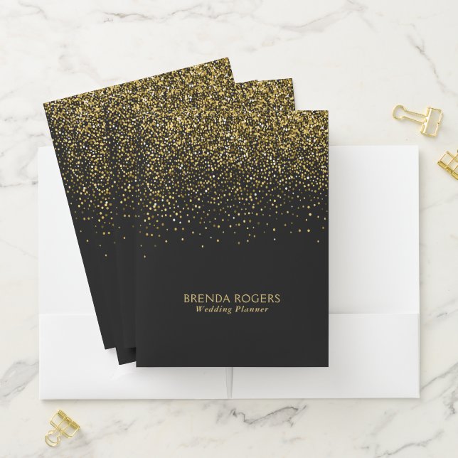 Black & Glam Gold Confetti Pocket Folder (In Situ)
