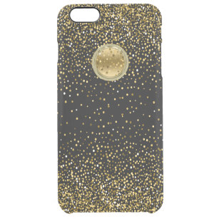 Black & Glam Gold Glitter Confetti Design 04 Clear iPhone 6 Plus Case