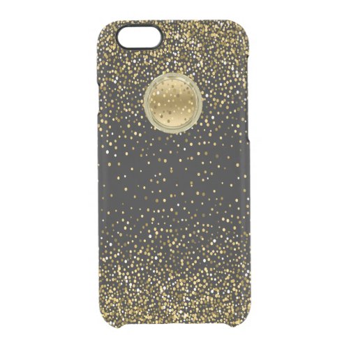 Black  Glam Gold Glitter Confetti Design 05 Clear iPhone 66S Case