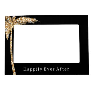 Black Glam Gold Glitter Palm Tree Magnetic Frame