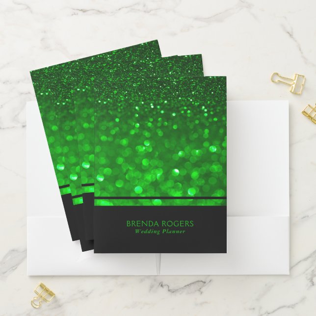 Black & Glam Green Glitter Pocket Folder (In Situ)