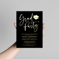 Black Glam Minimalist Calligraphy Grad Party