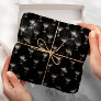 Black Glam Puffed Leather Minimal Luxury Geometry Wrapping Paper
