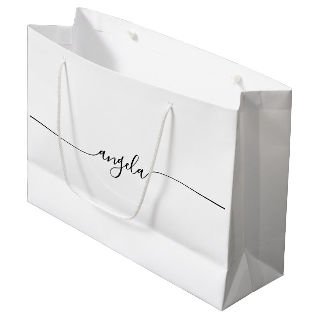Black Glam Signature Name Large Gift Bag (Front Angled)