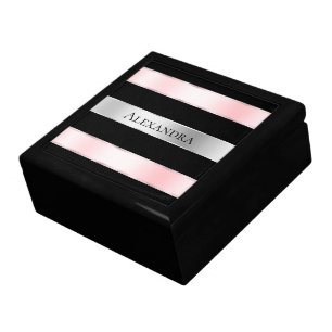 Black Glam Silver Blush Pink Ribbon Gift Box