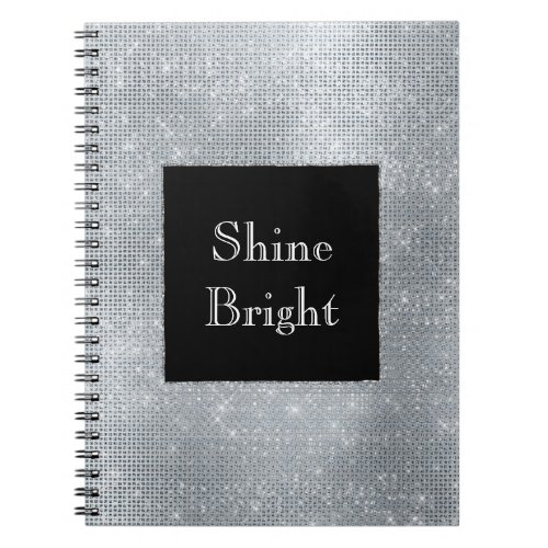 Black Glam Silver Glitzy Sparkle Notebook