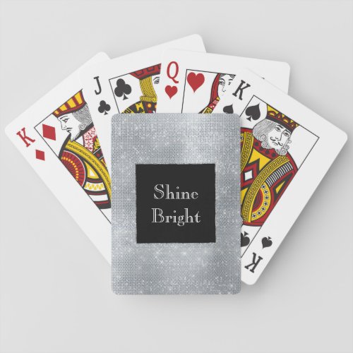 Black Glam Silver Glitzy Sparkle Playing Cards