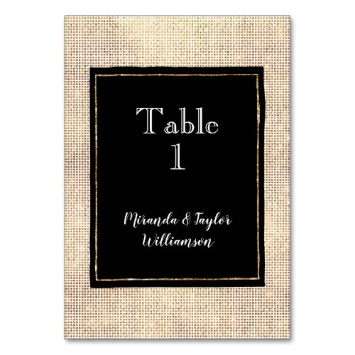 Black Glam White Gold Sparkle Table Number